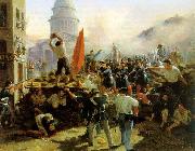 Horace Vernet, Painting of a barricade on Rue Soufflot